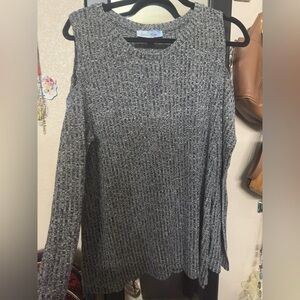 Gray Textured Long Sleeve Top